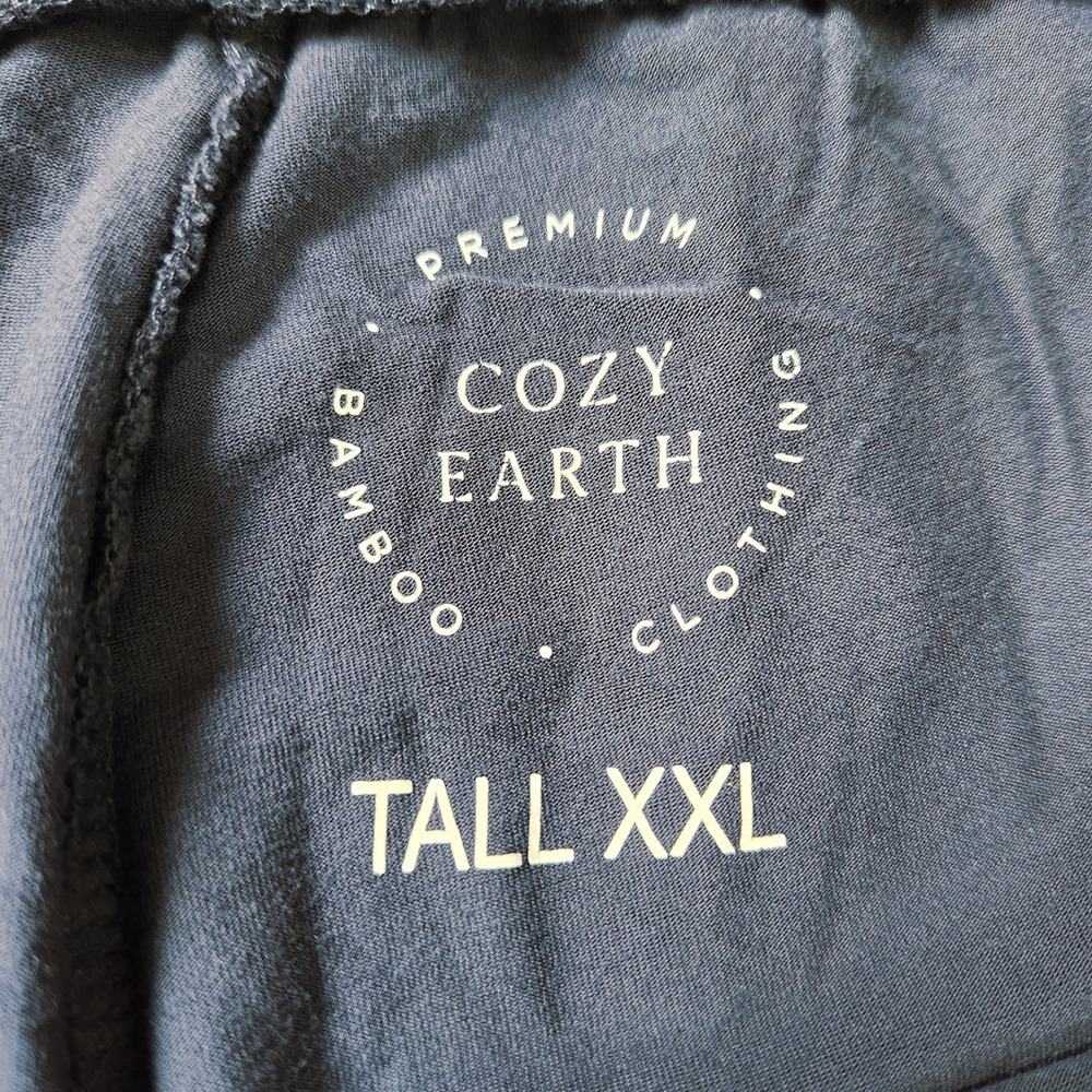 Cozy Earth Blue Bamboo Pajama Pants Tall XXL Wide Leg Lounge Drawstring Pockets - Picture 3 of 9